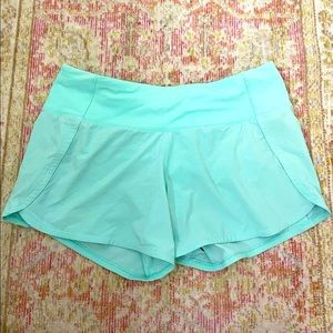 Teal lulu mid-rise lined shorts